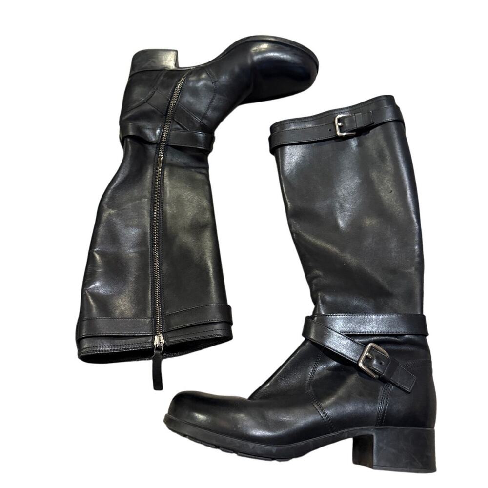 Prada Black Leather Moto Riding Boots – Women’s Size 38 (US 7.5) - Picture 3 of 13